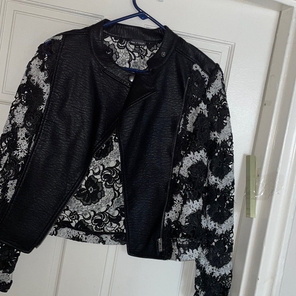 AQUA leather lace jacket